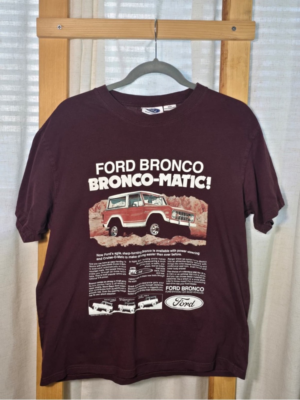 Ford Burgundy Bronco Logo Crewneck Tee